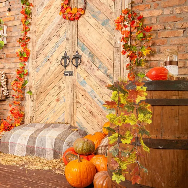 Осенняя гирлянда из кленовых листьев, Осенние листья, гирлянда для украшения, 175 см, искусственная гирлянда, листва растений для входной двери, Камин, свадьба