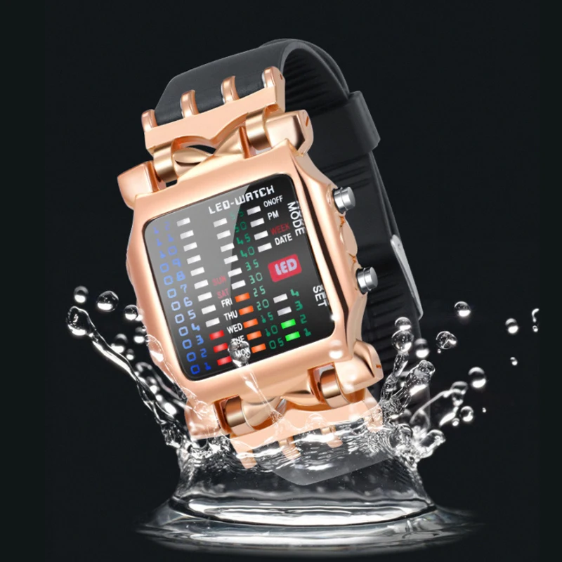 Новые Двойные Светящиеся светодиодные часы с силиконовой лентой, креативные часы для деловых мужчин, два вертикальных роскошных женских наручных часов Relogio Masculino 2023