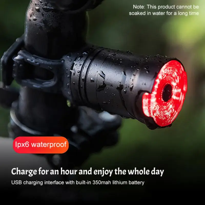 1 ~ 5ШТ Велосипедный умный датчик автоматического торможения IPx6 Водонепроницаемый задний фонарь USB Перезаряжаемый Велосипедный светодиодный задний фонарь Mtb