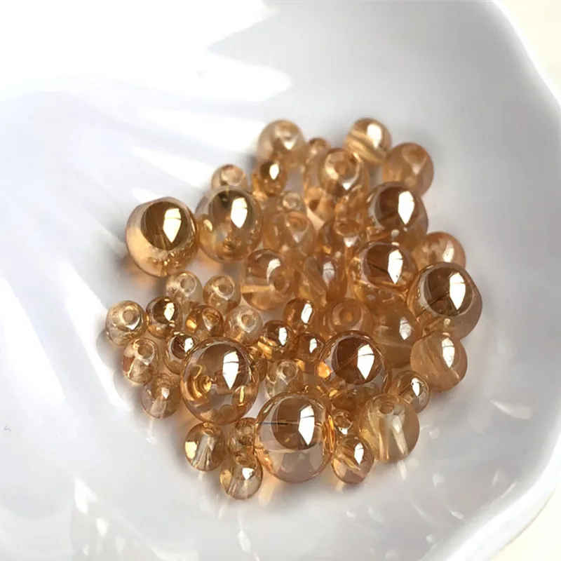 Круглая бусина из муранского стекла цвета шампанского 4 мм 8 Мм для изготовления ювелирных изделий Браслет Ожерелье Серьги для DIY