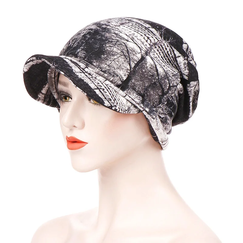 1 шт., женская хлопковая шапочка с цветочным рисунком, кепка-бини, теплые хлопковые головные уборы двойного назначения