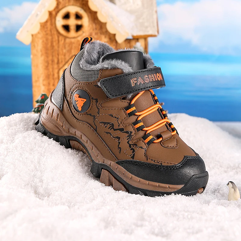 2023 новая зимняя детская обувь для занятий спортом на открытом воздухе пеший туризм бег хлопчатобумажные ботинки зимняя теплая обувь 31-40 размера
