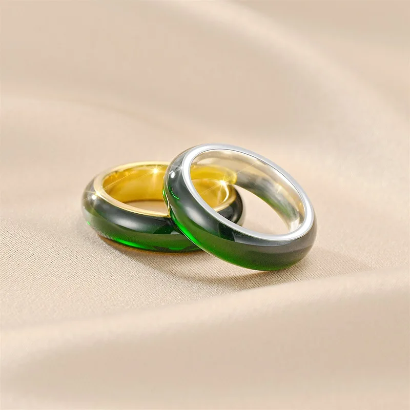 Роскошное Женское Обручальное кольцо с зеленой эмалью, Круглые кольца Серебристо-золотого цвета Для женщин, Очаровательное Маленькое Обручальное кольцо на Мизинце