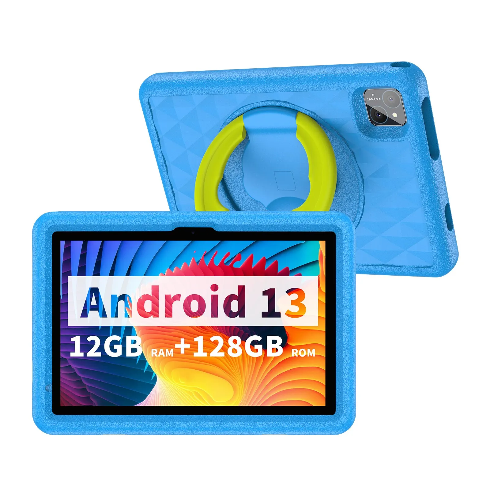 Детский планшет VASOUN с диагональю 10,1 дюйма, Android 13, восьмиядерный, 4G LTE, две SIM-карты, родительский контроль, 12 ГБ оперативной памяти (расширение 6 + 6) / 128 ГБ памяти