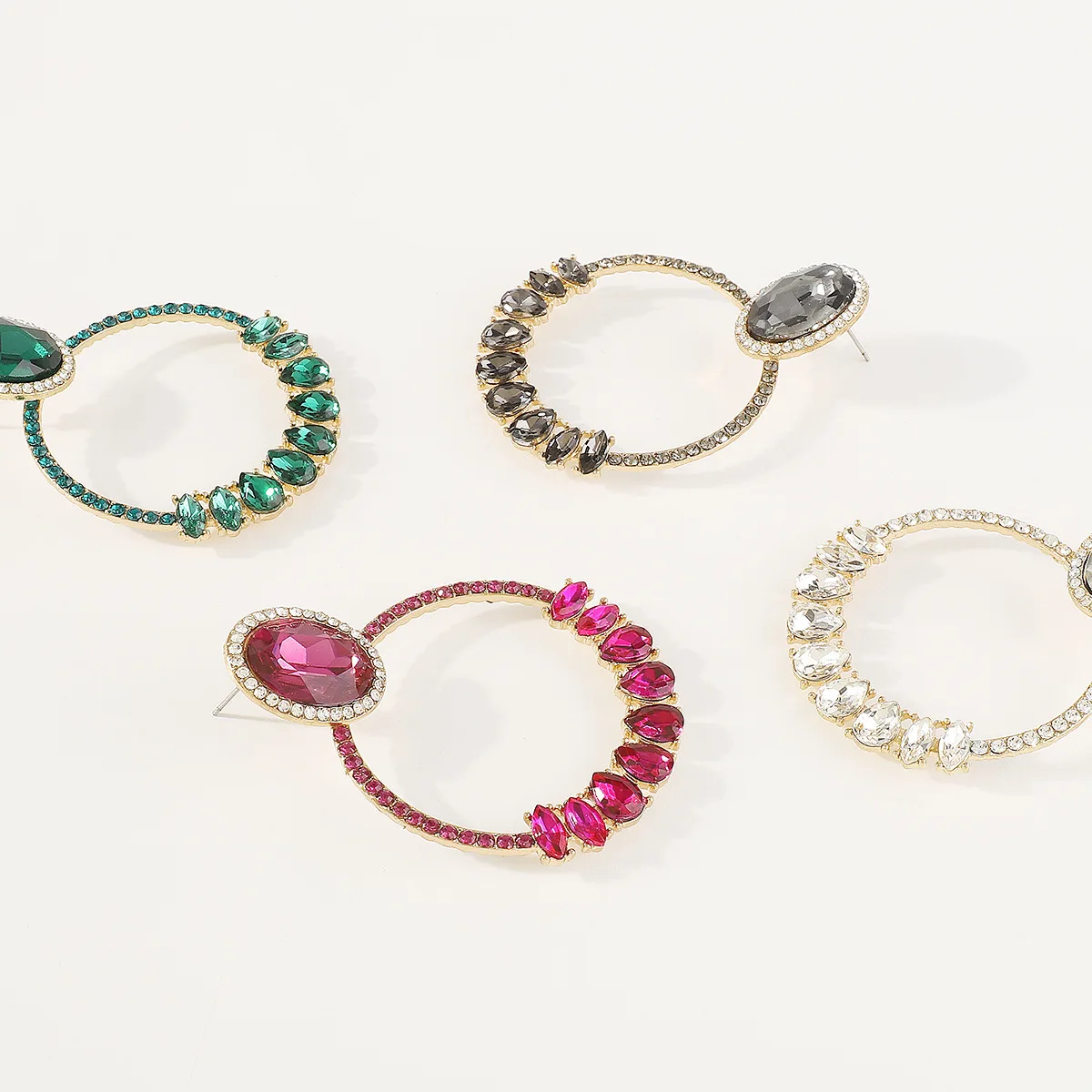Эффектные Разноцветные серьги-кольца с зелеными кристаллами цвета Фуксии для женщин, свадебные роскошные серьги-бижутерия