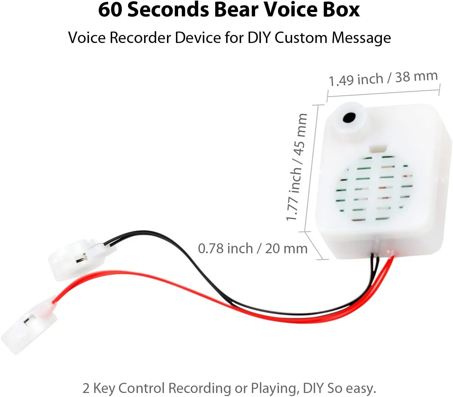Записываемый за 60 секунд голосовой модуль с 2 клавишами управления звуковой коробкой Устройство для записи историй своими руками на заказ Подарки на день рождения