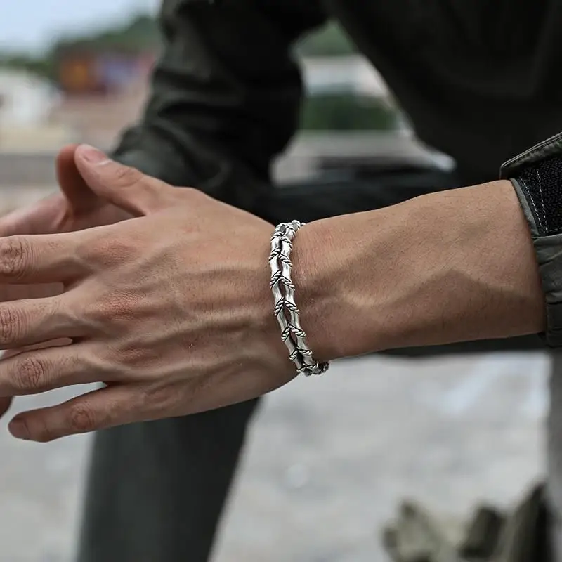 Двухслойный браслет ручной работы из бамбукового узла для мужчин, персонализированный ретро-тайский открытый браслет для мужчин, мужской шарм