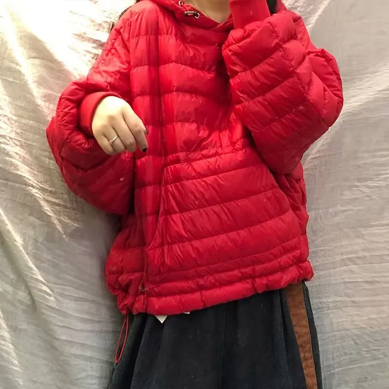 2023 Легкий пуховик с хлопковой подкладкой, короткий дизайн, Осенне-зимний Повседневный пуловер, Теплое пальто с длинным рукавом, Верхняя одежда с капюшоном