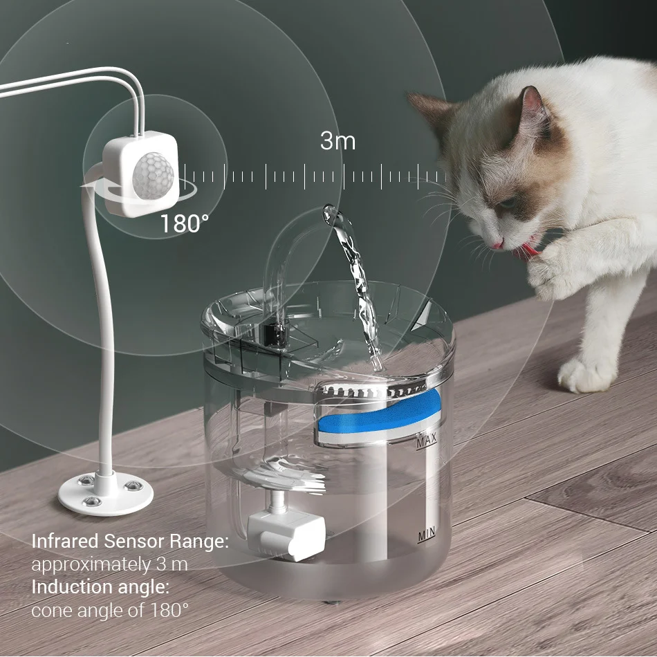 Автоматический дозатор воды объемом 2 л, Прозрачная емкость, Бесшумный Фильтр, Поилка для домашних животных, Интеллектуальные принадлежности для домашних животных, аксессуары