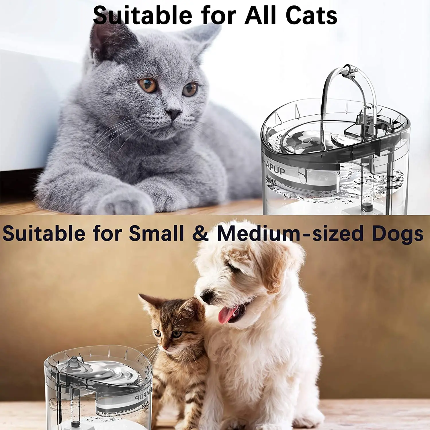 Автоматический дозатор воды объемом 2 л, Прозрачная емкость, Бесшумный Фильтр, Поилка для домашних животных, Интеллектуальные принадлежности для домашних животных, аксессуары