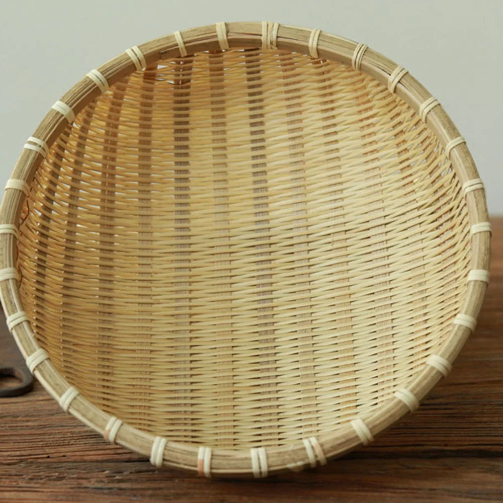 Круглая корзина для хранения из бамбукового ткачества ручной работы, блюдо для фруктов, ротанговая хлебница для кухни, хранения хлеба для пикника