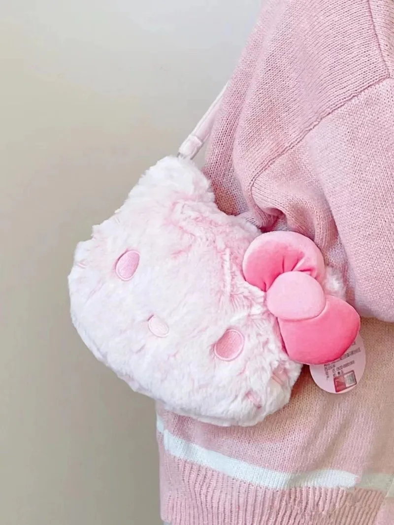 Плюшевая сумочка Sanrio Hello Kitty Kawaii, милая косметичка для девочек, Мультяшный Аниме-кошелек на одно плечо, подарки на день рождения