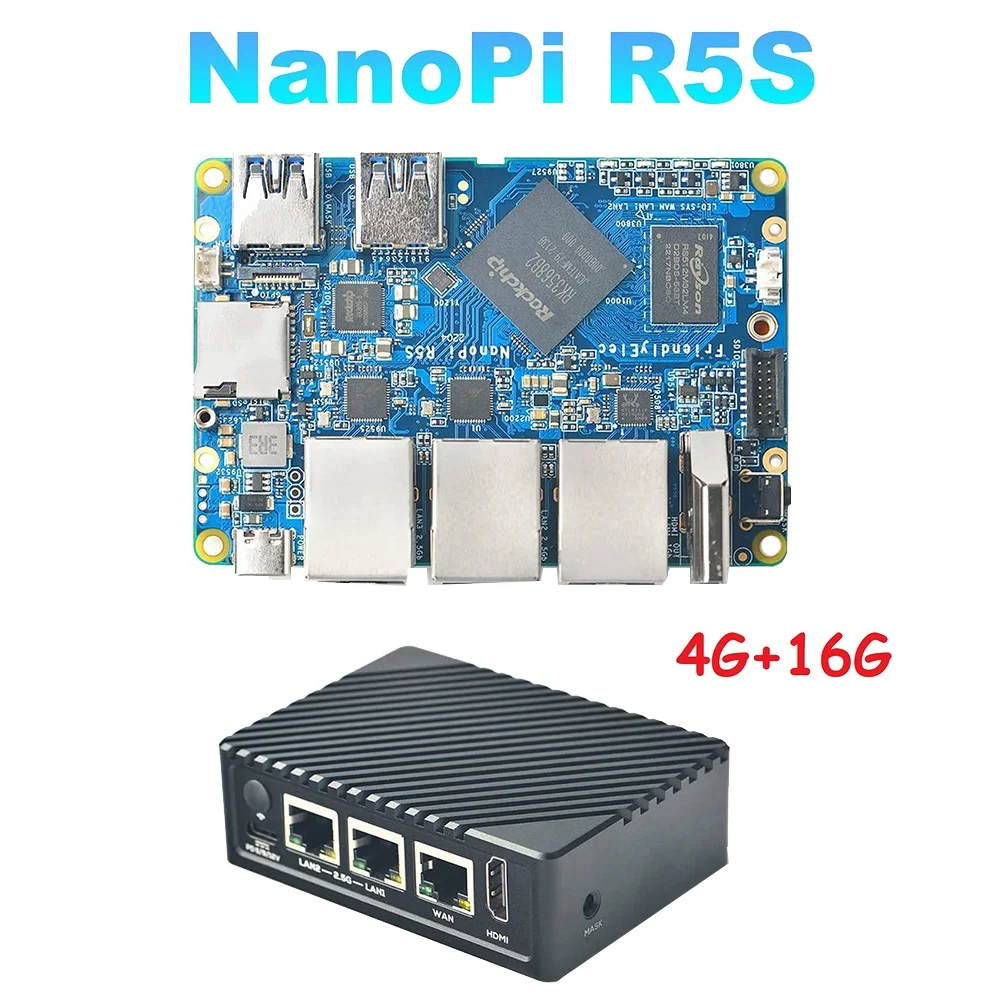 Для маршрутизатора NanoPi R5S 4G + 16G RK3568 Плата разработки OpenWRT HDMI-совместимый мини-маршрутизатор с гигабитным сетевым портом 2.0 2.5G