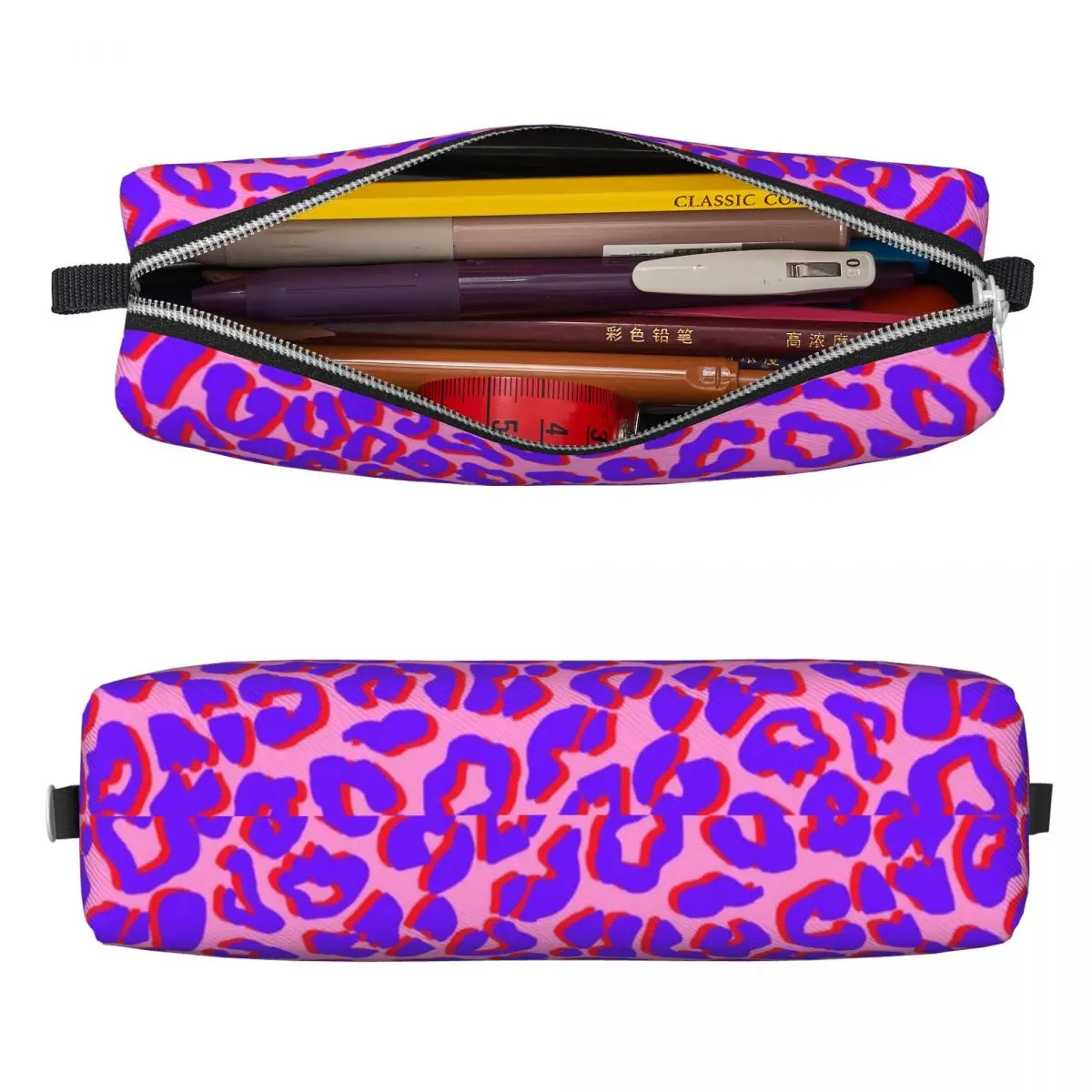 Фиолетовый пенал с леопардовым принтом, пеналы, ручка для студентов, сумка большой емкости, школьный подарок, канцелярские принадлежности