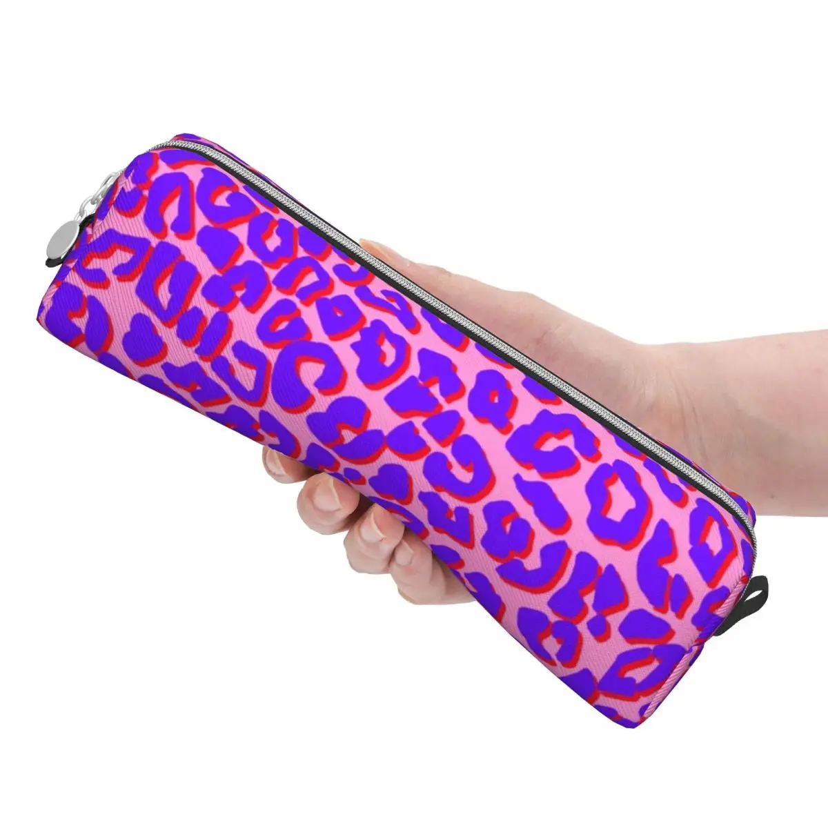 Фиолетовый пенал с леопардовым принтом, пеналы, ручка для студентов, сумка большой емкости, школьный подарок, канцелярские принадлежности
