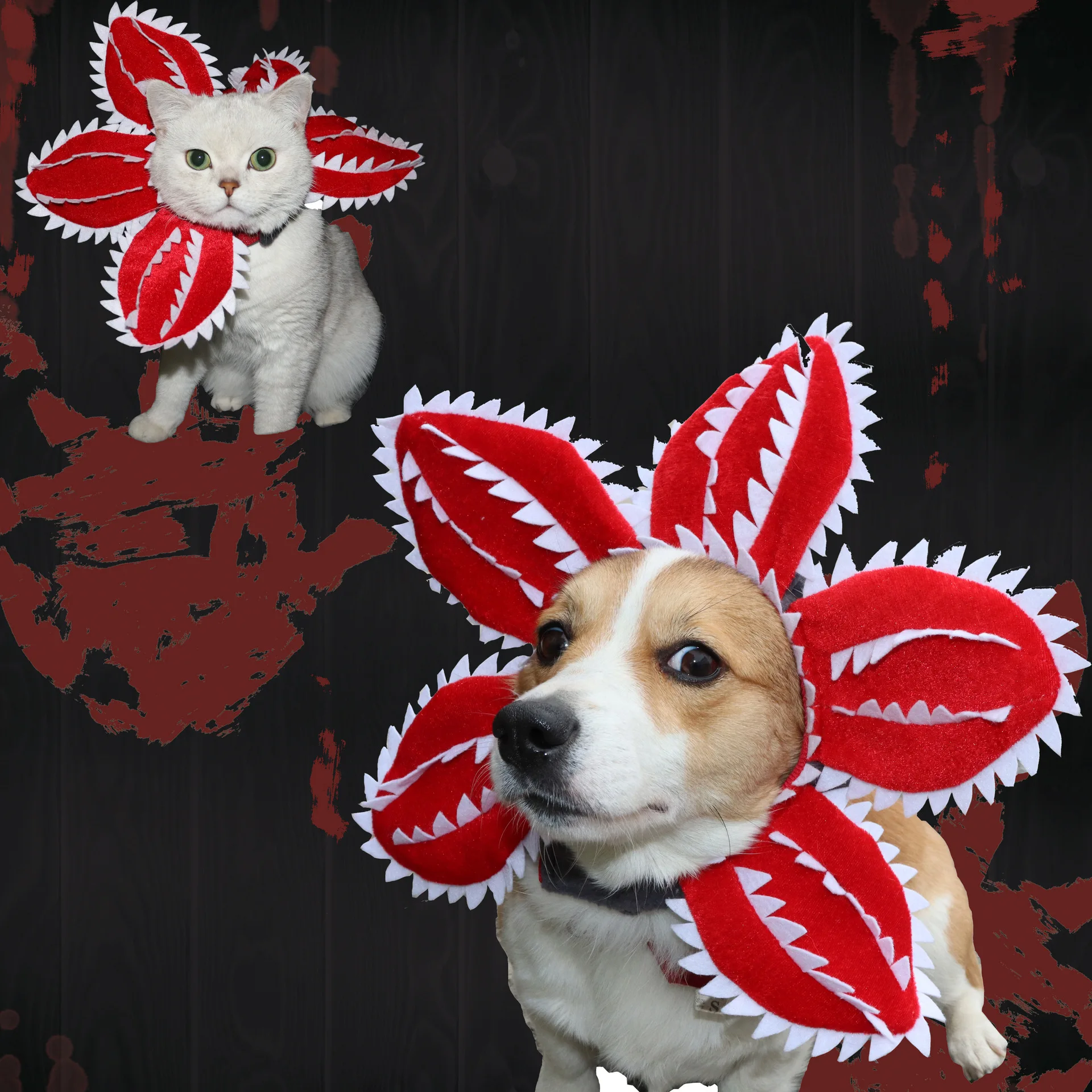 Собаки и кошки, забавные головные уборы с цветами-каннибалами, забавные головные уборы для домашних животных на Хэллоуин, головные уборы для косплея