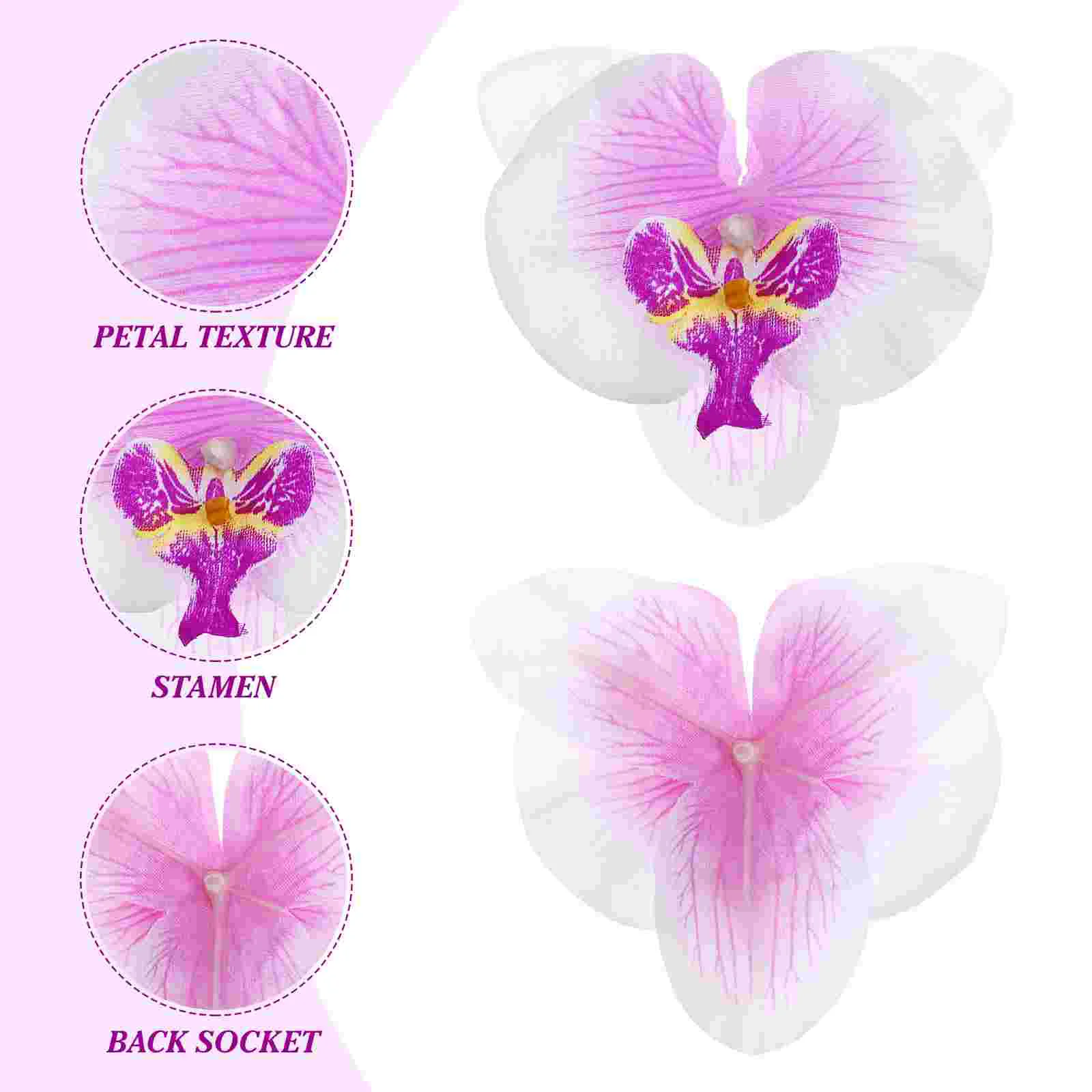 Искусственные Цветы Фиолетовые Свадебные украшения Реалистичные Шелковые Головки Орхидей
